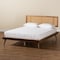 Baxton Studio Nura Mid-Century Modern Walnut Brown Finished Wood and Synthetic Rattan Full Size Platform Bed 190-9819-9801-ZORO - alternate 2